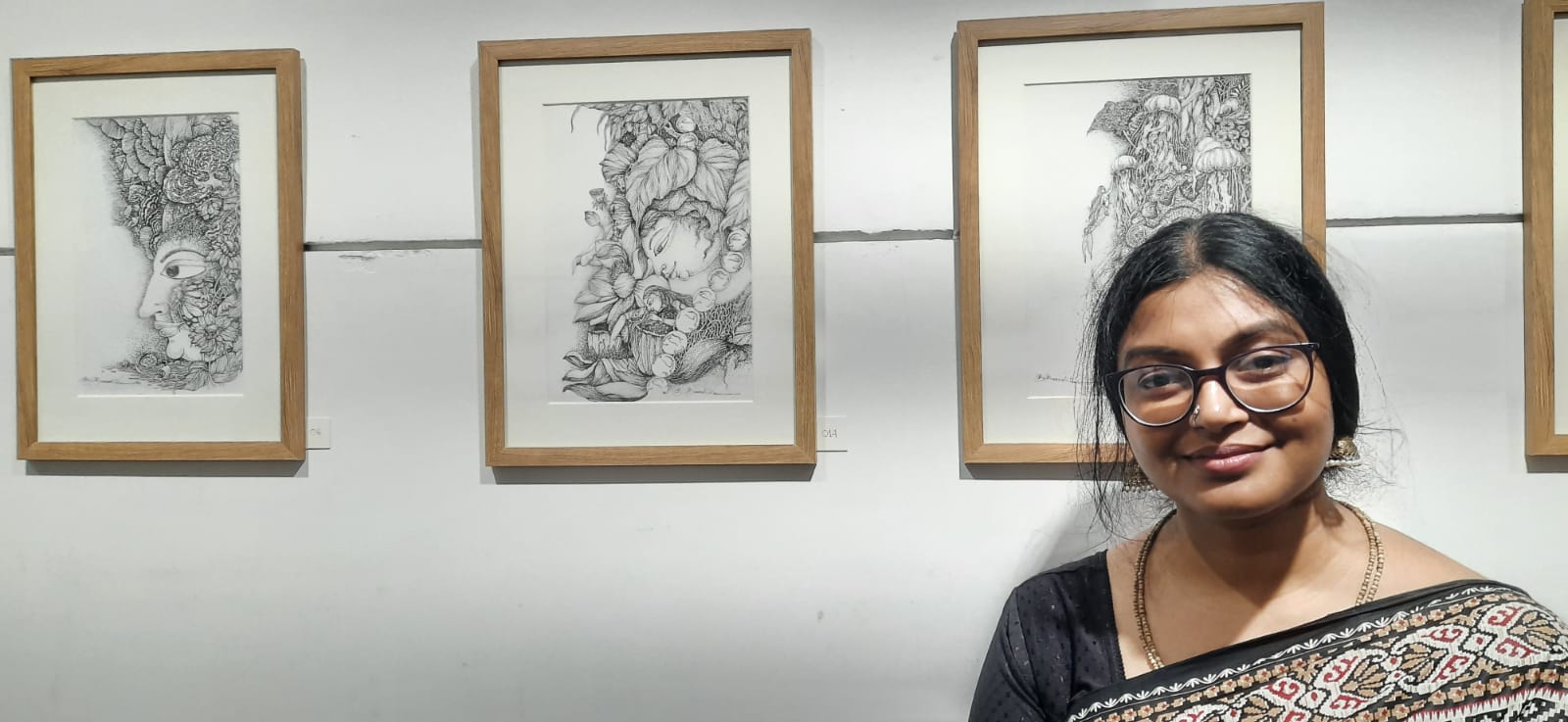 Barsha Barnali Das with her work